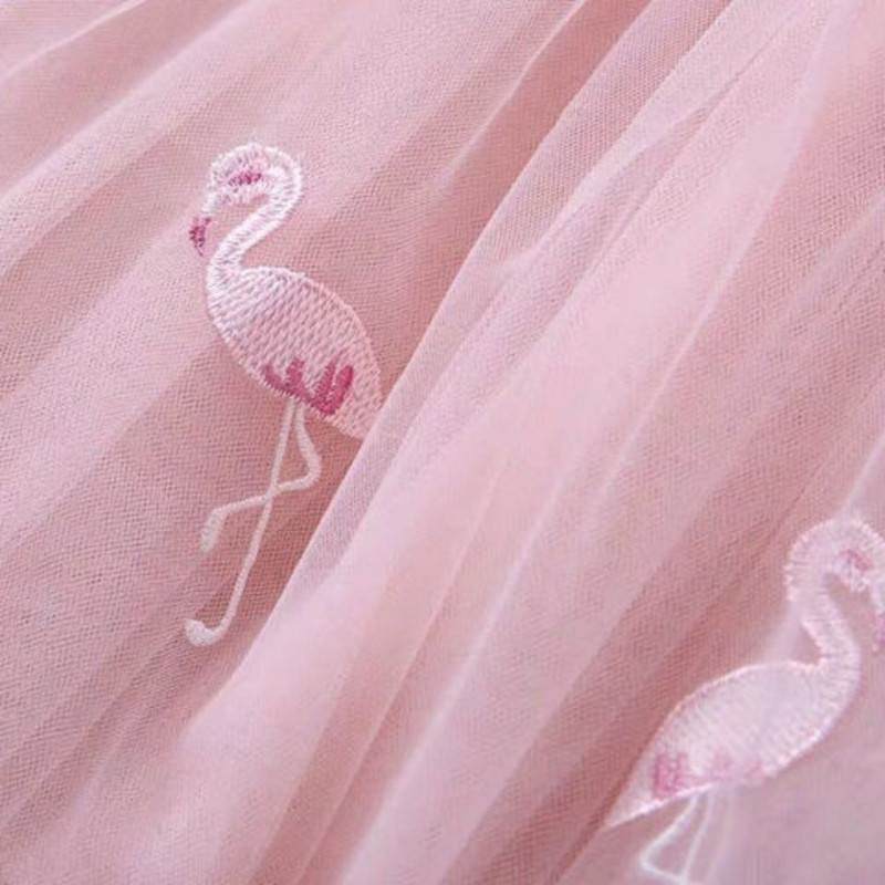 3-10Y Gyerek kislányok édes szoknyák Nyári Princess Mesh Pleated Szoknyák Baba Gyerek Lányok Tuti Flamingo Pamutszoknyák P4 018