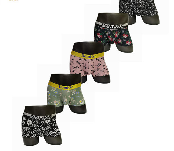 Laia elastse ja lillelise mustriga puuvillased bokserid