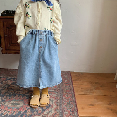 Djevojčice proljeće jesen modne split kmidle suknje 2-7 godina korejski stil dječja ležerna traper suknja za sve