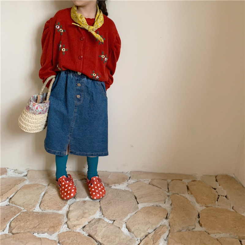 Djevojčice proljeće jesen modne split kmidle suknje 2-7 godina korejski stil dječja ležerna traper suknja za sve