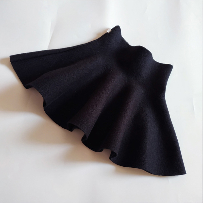 1–10-aastaste sügis- ja talvetüdrukute lühike seelik, kootud kõrge vöökohaga plisseeritud seelik Moodne mini tüdrukute ühevärviline lühike seelik