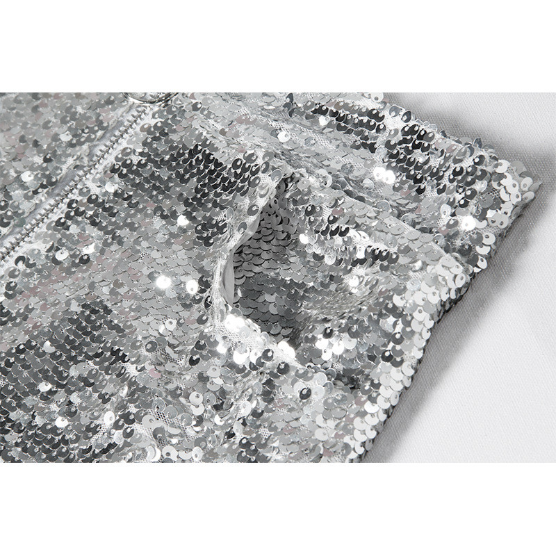 Bling Seksikad naiste litrid lühikesed püksid kõrge vöökohaga O-rõngaga lukuga Bodycon lühikesed püksid Feminino Skinny Party Club Festival Raves Pole Dance Shorts