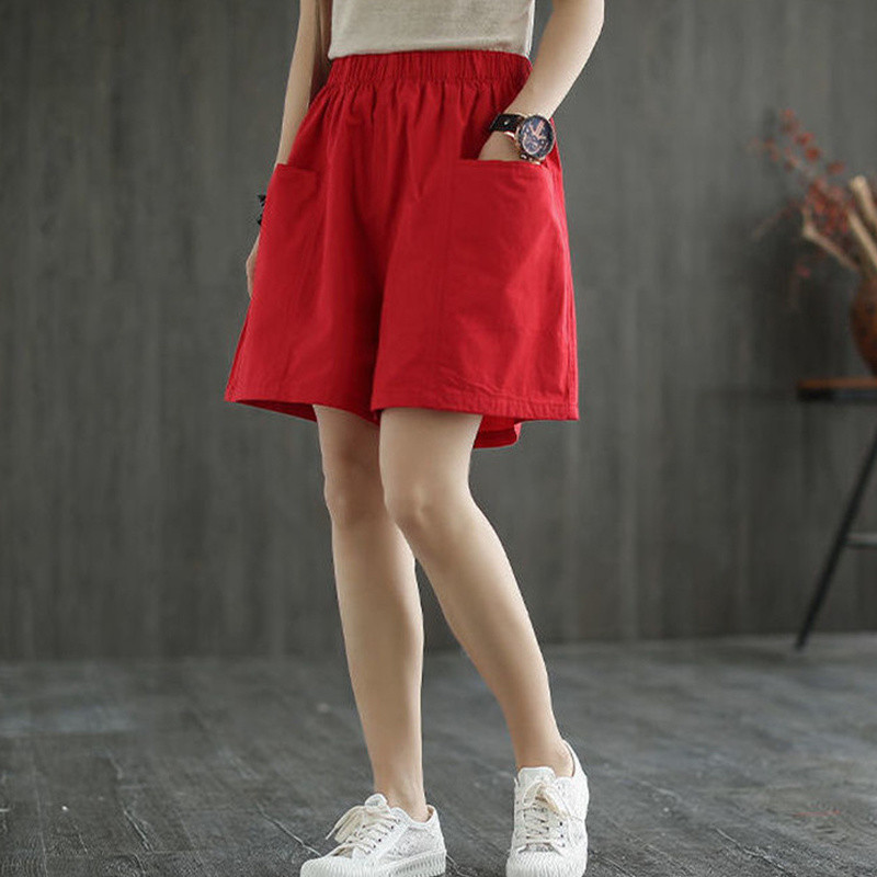 Női táskás rövidnadrágok puha zsebek szabadidő masszív, egyszerű, kényelmes M-4XL tanulók kényelem, divatos nyári mindennapi barát