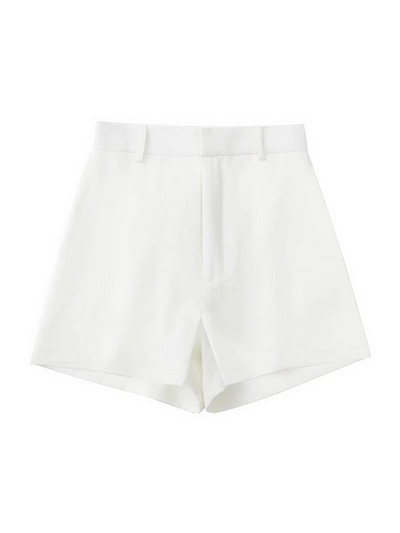 TRAF női divatos elülső redőzött fehér rövidnadrág szoknya Vintage magas derekú cipzáras légy női Skort Mujer