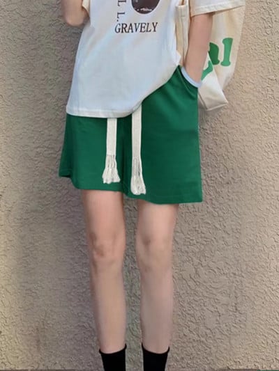 2022 m. karšta vasara, laisvalaikio ledo šilkiniai dviratininkų šortai, didesnio dydžio moteriški šortai aukštu juosmeniu, laisvi šortai trumpi sportiniai kelnės Gatvės drabužiai, moteriški šortai