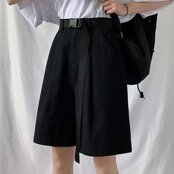Flectit Γυναικεία βερμούδα βαμβακερά ψηλόμεση φαρδιά πόδι μπροστινές πιέτες συν μέγεθος Γυναικεία φοιτήτρια κορίτσι casual outfit
