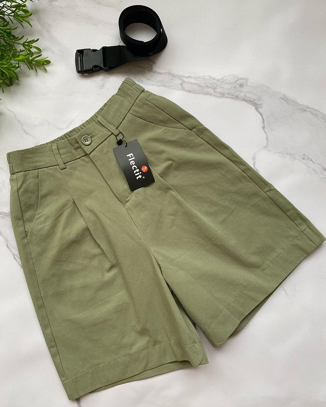 Flectit naiste Bermuda lühikesed püksid, puuvillased kõrge vöökohaga laia säärega esivoldid plusssuuruses naiste tudengitüdruku vabaaja riietus