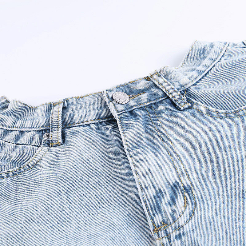 CHICEVER džinsiniai šortai, skirti moteriškoms kišenėms su aukštu juosmeniu, seksualūs raukiniai, plačios kojos, trumpos moteriškos kietos kelnės, 2021 m. vasaros drabužiai