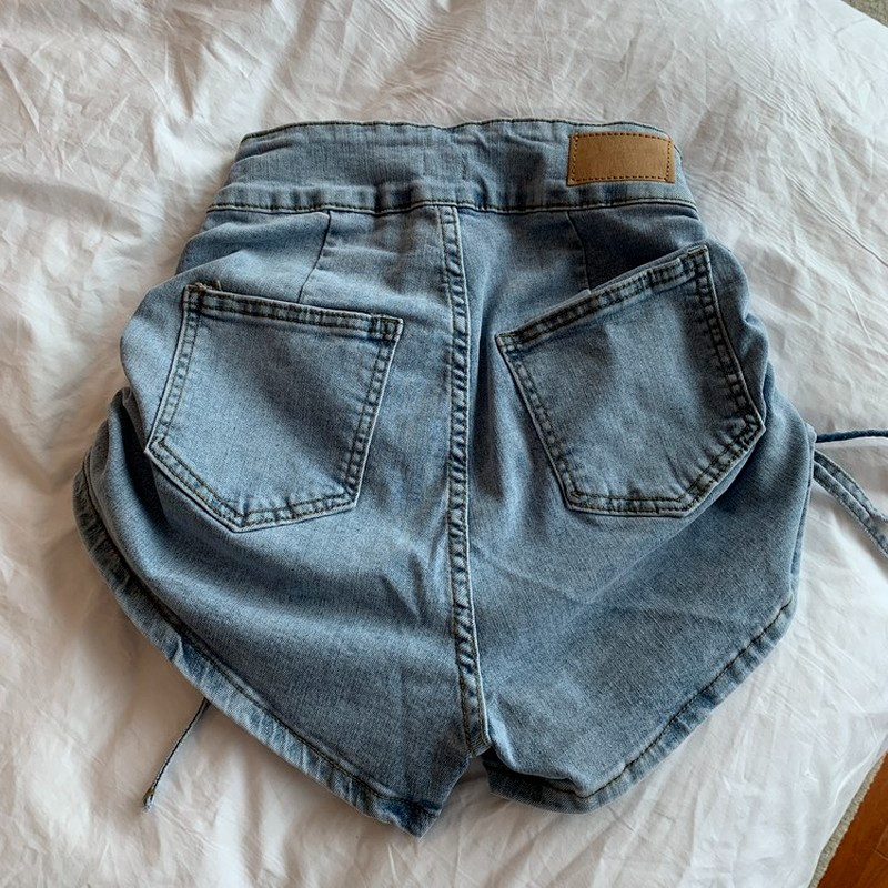 Moteriški šortai Retro gatvių apranga Madinga moteriška Populiari Ulzzang Shirring Patogus laisvalaikis Visiems tinka naujai aukšto juosmens dizainas Prašmatnus