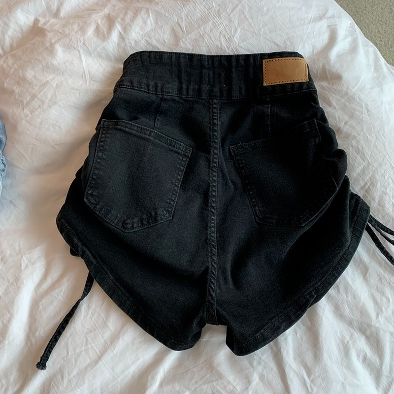 Moteriški šortai Retro gatvių apranga Madinga moteriška Populiari Ulzzang Shirring Patogus laisvalaikis Visiems tinka naujai aukšto juosmens dizainas Prašmatnus