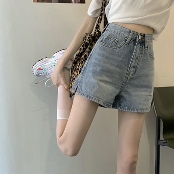 Σορτς Γυναικεία με πλαϊνό σχίσιμο Κομψό ίσιο ψηλόμεσο τζιν παντελόνι Γυναικείο σέξι και ταιριαστό casual ρετρό ταλαιπωρημένο μοντέρνο φοιτητικό