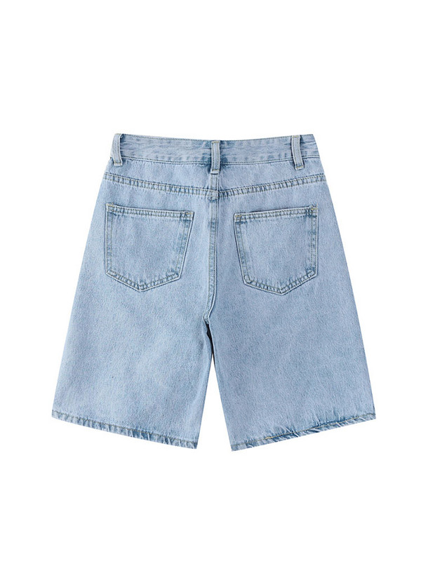 Magas derék, térdig érő női Jean rövidnadrág Utcai viselet Hip-hop farmer rövidnadrág Harajuku táskás széles lábú rövid nadrág női 2022 nyár