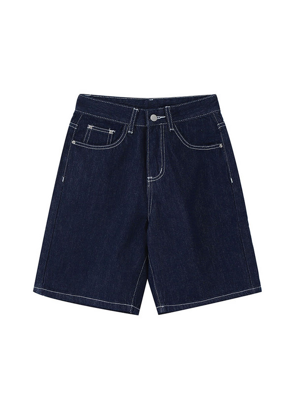 Magas derék, térdig érő női Jean rövidnadrág Utcai viselet Hip-hop farmer rövidnadrág Harajuku táskás széles lábú rövid nadrág női 2022 nyár