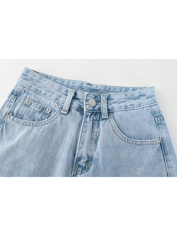 Magas derék, térdig érő női Jean rövidnadrág Utcai viselet Hip-hop farmer rövidnadrág Harajuku táskás széles lábú rövid nadrág női 2022 nyár