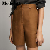 Modelutti 2022 uus kevadsuvi moekad linased lühikesed püksid kõrge vöökohaga naistele õhukesed ühevärvilised, kõik sobivad Lihtne vabaaja püksid, naiste