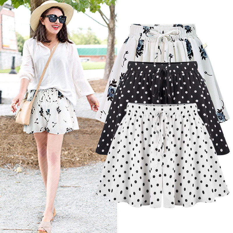 Női széles szárú rövidnadrág Női nyári magas derekú, laza alkalmi sifon rövidnadrág Női ruházat 2222