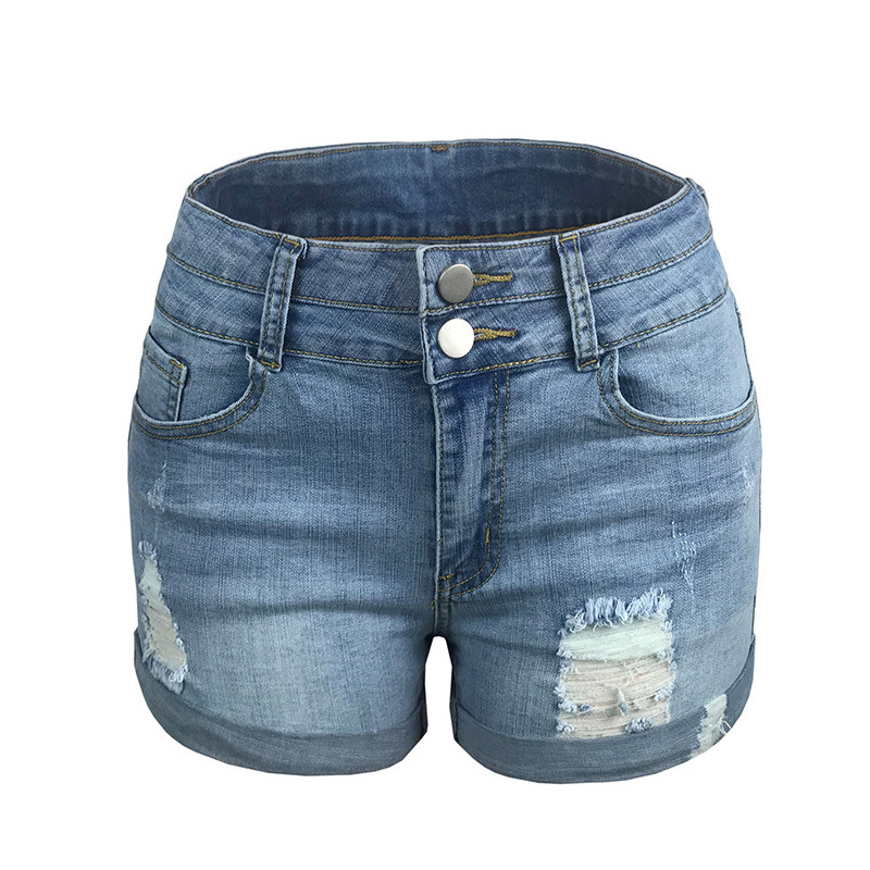2022 m. medvilniniai seksualūs moteriški džinsiniai šortai Vasariniai solidūs gatvės drabužiai su aukštu juosmeniu, moteriški, ploni, plėšyti džinsiniai šortai