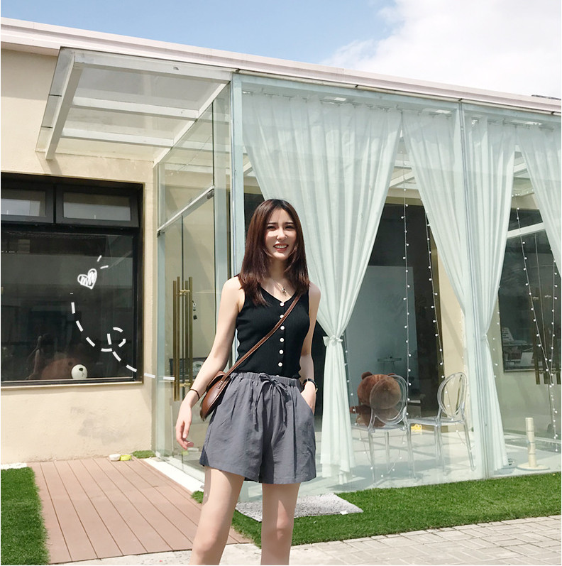 Pantaloni scurți din bumbac și in 2022 Pantaloni scurti de bază Pantaloni scurti de bază Trafic Fashion Talie înaltă Parte de jos pentru Adolescente Fete Vară Plus Size