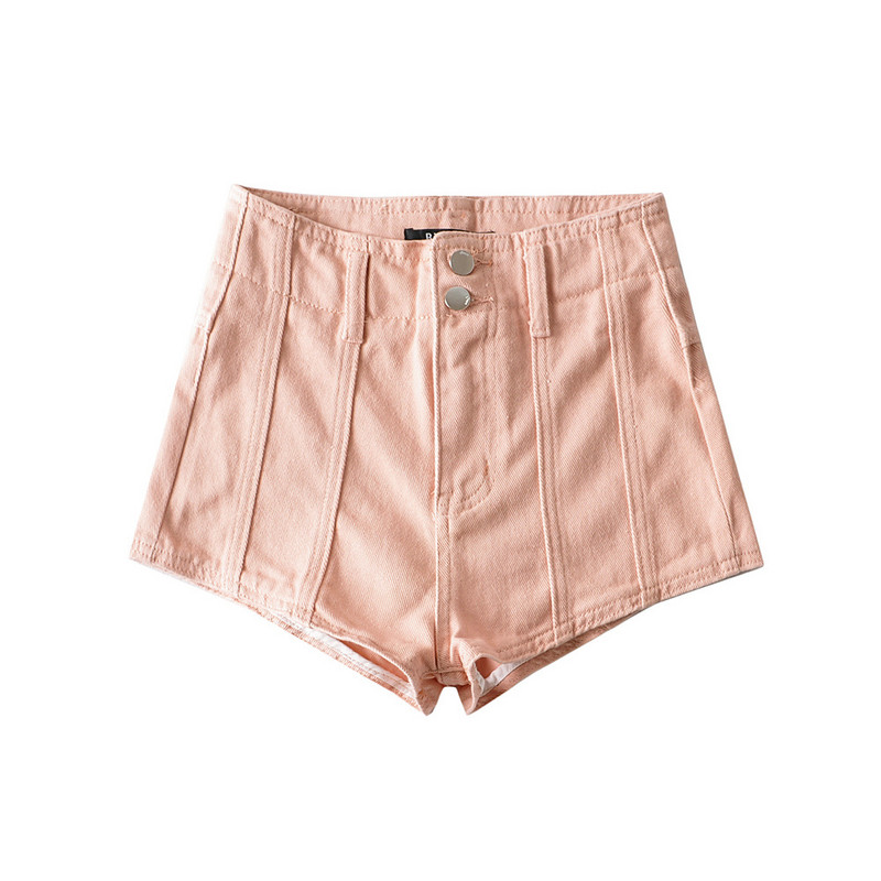 Kõrge vöökohaga lühikesed püksid vabaaja vintage teksapüksid naiste roosad teksapüksid naiste suvised punk-patchwork lühikesed teksad mustad sinised