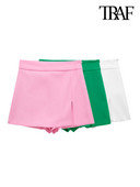 TRAF Ženska moda s prorezom Uredska odjeća Kratke suknje Vintage Visoki struk sa patentnim zatvaračem Ženska skorta Mujer