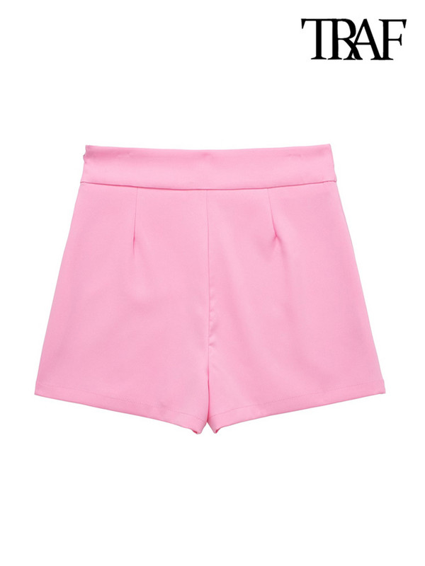 TRAF Ženska moda s prorezom Uredska odjeća Kratke suknje Vintage Visoki struk sa patentnim zatvaračem Ženska skorta Mujer