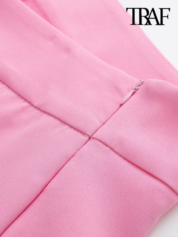 TRAF Ženska moda s prorezom Uredska odjeća Kratke suknje Vintage Visoki struk sa patentnim zatvaračem Ženska skorta Mujer