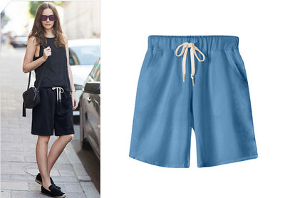 Nagy méretű nyári pamut alkalmi női rövidnadrág nagy méretű, laza női rövidnadrág női egyszínű rövid nadrág