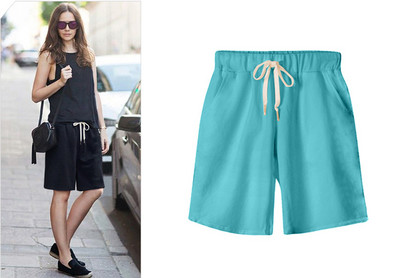 Nagy méretű nyári pamut alkalmi női rövidnadrág nagy méretű, laza női rövidnadrág női egyszínű rövid nadrág