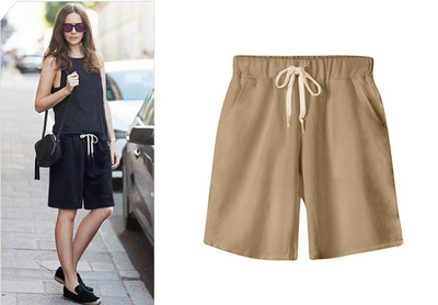 Nagy méretű nyári pamut alkalmi női rövidnadrág nagy méretű, laza női rövidnadrág női egyszínű rövid nadrág