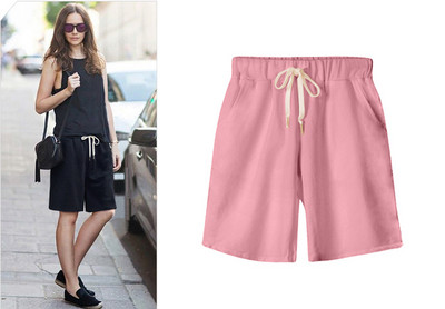 Nagy méretű nyári pamut alkalmi női rövidnadrág nagy méretű, laza női rövidnadrág női egyszínű rövid nadrág