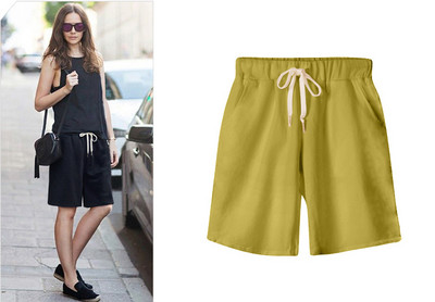 Nagy méretű nyári pamut alkalmi női rövidnadrág nagy méretű, laza női rövidnadrág női egyszínű rövid nadrág