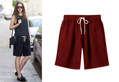 Nagy méretű nyári pamut alkalmi női rövidnadrág nagy méretű, laza női rövidnadrág női egyszínű rövid nadrág