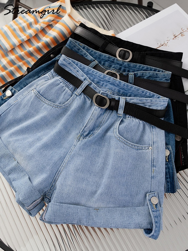 Suvised lühikesed püksid naiste teksapüksid 2022 lühikesed teksad laia jalaga joon lühike naine naiste ülisuured kõrge vöökohaga teksapüksid naistele, must