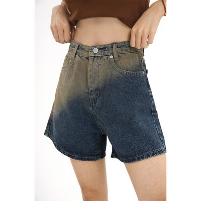 2022 m. Nauji vasariniai moteriški džinsiniai šortai su aukštu juosmeniu plačiomis kojomis Laisvalaikiai, tiesūs trumpi džinsai Įvairios kelnės Korėjos mados gatvės drabužiai