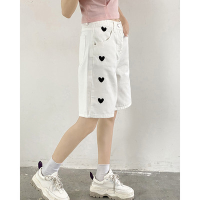 2022 m. Nauji vasariniai moteriški džinsiniai šortai su aukštu juosmeniu plačiomis kojomis Laisvalaikiai, tiesūs trumpi džinsai Įvairios kelnės Korėjos mados gatvės drabužiai