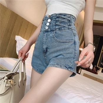 Lady Jeans Γυναικείο Καλοκαίρι 2021 Νέο Διχτυωτό Κόκκινο Κορεάτικο Ψηλόμεσο Σχέδιο Τσάντα στενή εφαρμογή Γυναικείο σορτς με φαρδύ πόδι