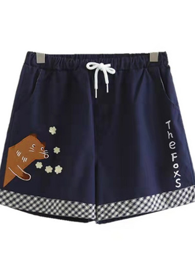 Rajzfilm Medve Hímzés Pamut rövidnadrág Női Nyári Ruházat Édes Stílus Kawaii Lányok Aranyos Rövid nadrág Alsó húzózsinór