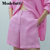 Modelutti 2022 új tavaszi nyár divat vászon alkalmi rövidnadrágok, magas derekú, bő, széles lábú női karcsú, tömör, egyszerű alsó női