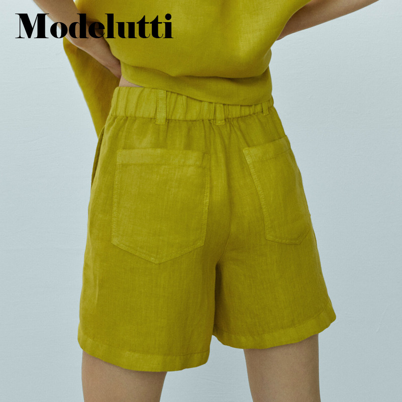 Modelutti 2022 új tavaszi nyár divat vászon alkalmi rövidnadrágok, magas derekú, bő, széles lábú női karcsú, tömör, egyszerű alsó női