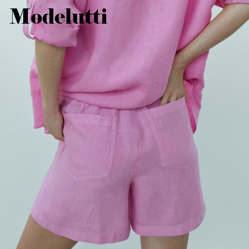 Modelutti 2022 új tavaszi nyár divat vászon alkalmi rövidnadrágok, magas derekú, bő, széles lábú női karcsú, tömör, egyszerű alsó női
