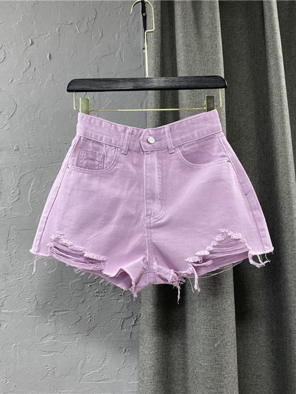 Ženske traper kratke hlače visokog struka, ležerne, jednobojne letjeće kratke hlače s patentnim zatvaračem, široke seksi zelene vruće hlačice u obliku slova A, novo ljeto 2022.