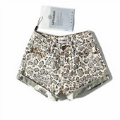 Džinsiniai šortai su leopardo raštu Moteriški kišenės aukštu juosmeniu Džinsai Šortai Gatvės drabužiai Vasaros mados Laisvos plačios kelnės trumpos kelnės Džinsai