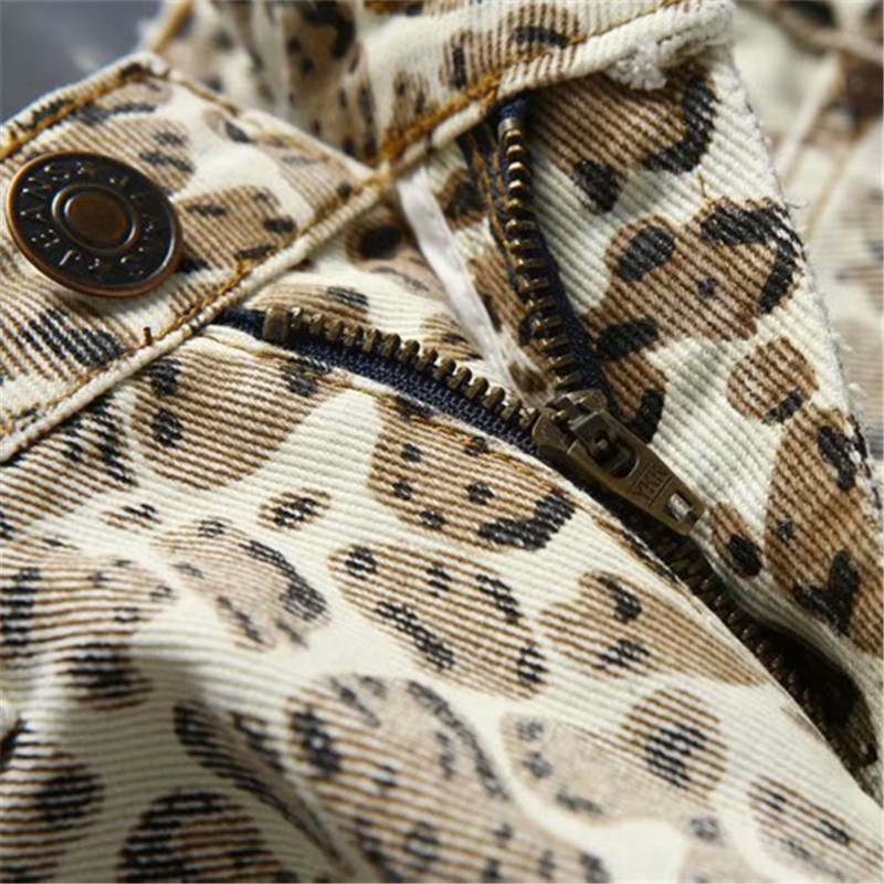 Džinsiniai šortai su leopardo raštu Moteriški kišenės aukštu juosmeniu Džinsai Šortai Gatvės drabužiai Vasaros mados Laisvos plačios kelnės trumpos kelnės Džinsai