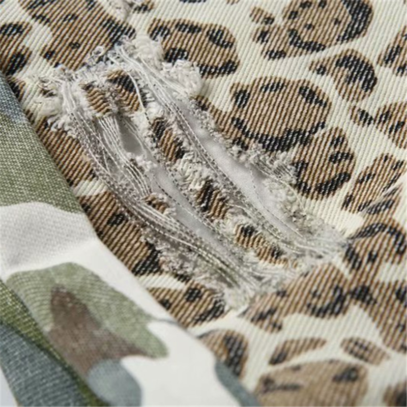 Džinsiniai šortai su leopardo raštu Moteriški kišenės aukštu juosmeniu Džinsai Šortai Gatvės drabužiai Vasaros mados Laisvos plačios kelnės trumpos kelnės Džinsai