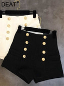 DEAT 2022 juoda rudens vasara aukštu juosmeniu su dviguba krūtine sagos Madingi temperamento šortai Nugara Moteriški užtrauktukai MH375