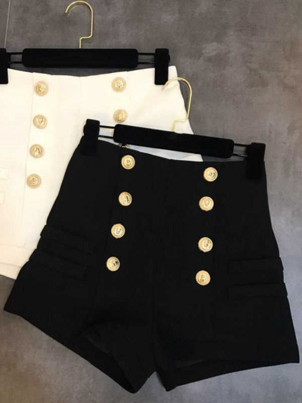 DEAT 2022 juoda rudens vasara aukštu juosmeniu su dviguba krūtine sagos Madingi temperamento šortai Nugara Moteriški užtrauktukai MH375