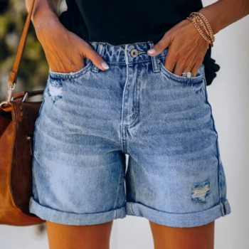 2021 Summer Plus Size τζιν σορτς Indie Γυναικείο στυλ casual χαλαρό ελαστικό ψηλόμεσο φαρδύ πόδι ίσιο κοντό τζιν Streetwear