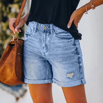 2021 Summer Plus Size τζιν σορτς Indie Γυναικείο στυλ casual χαλαρό ελαστικό ψηλόμεσο φαρδύ πόδι ίσιο κοντό τζιν Streetwear