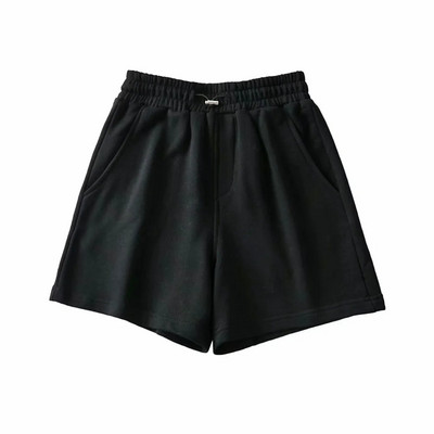 2021-es nyári alkalmi laza, tömör elasztikus, magas derekú izzadságos rövidnadrágok Női, fekete kék rövidnadrág zsebekkel Utcai ruházat