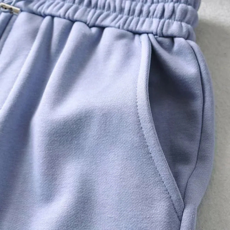 2021-es nyári alkalmi laza, tömör elasztikus, magas derekú izzadságos rövidnadrágok Női, fekete kék rövidnadrág zsebekkel Utcai ruházat